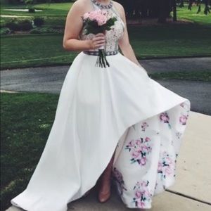 Beaded high low prom dress